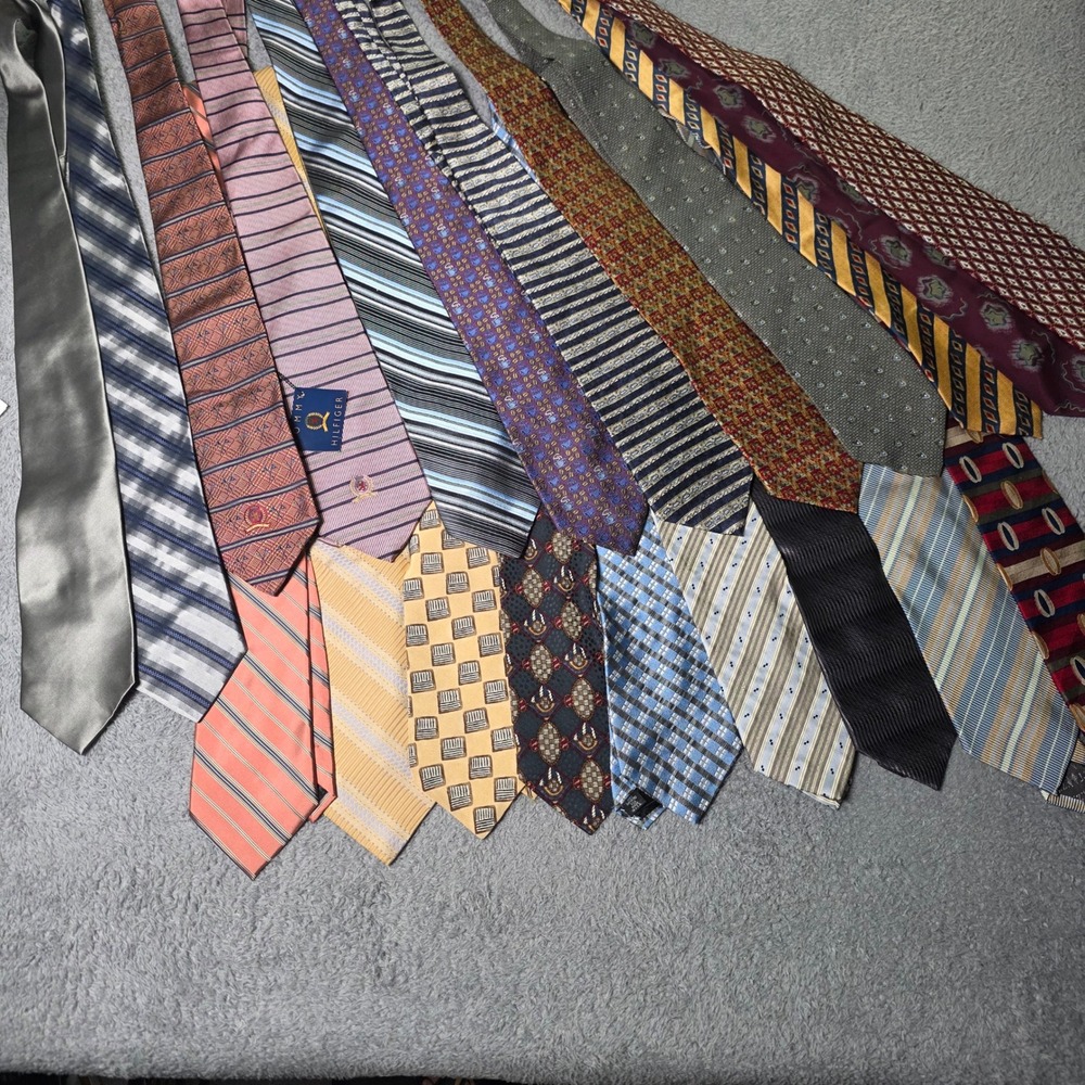 Mixed Designer Mens OS Necktie Lot Silk Vintage Tommy Hilfiger DKNY 20pc Bundle